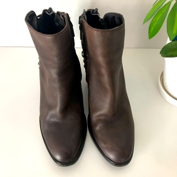 Dolce Vita Harvie Brown Ankle Boots Lattice  Moto - Picture 2 of 12